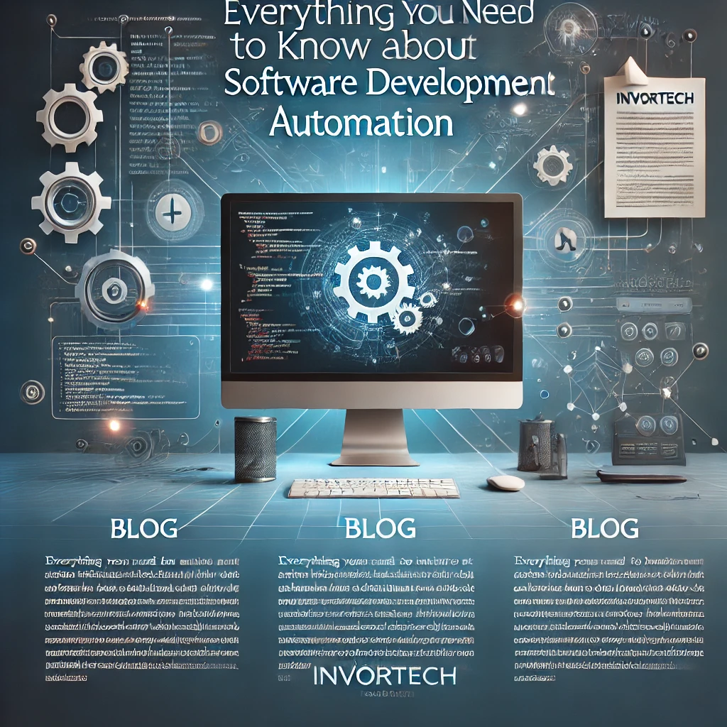 DALL·E 2024 08 16 22.04.05 A blog cover image that visually represents the concept of software development automation. The image should include a sleek modern design with eleme