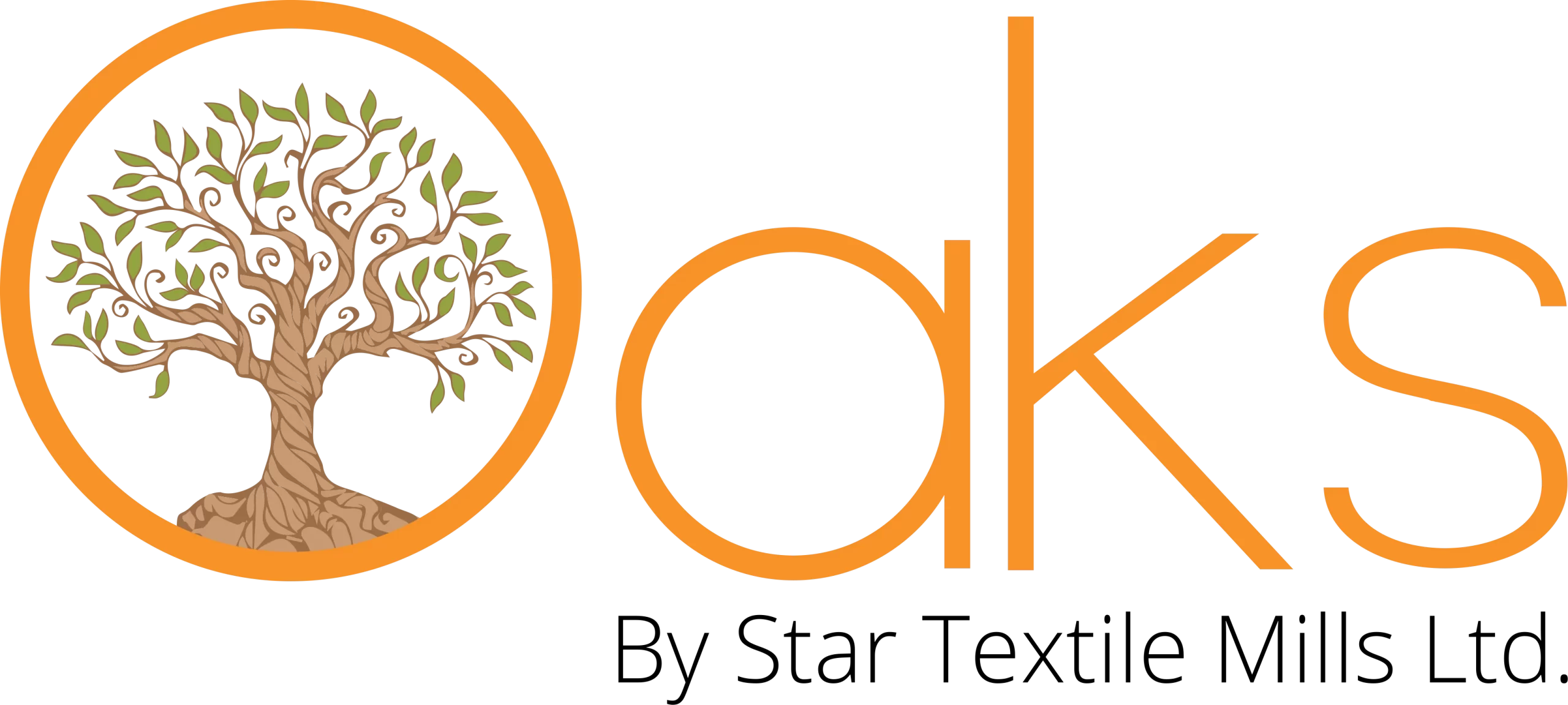 The image shows the Oaks logo, featuring a stylized tree with green leaves inside an orange circle, with "Oaks" written in orange next to it.