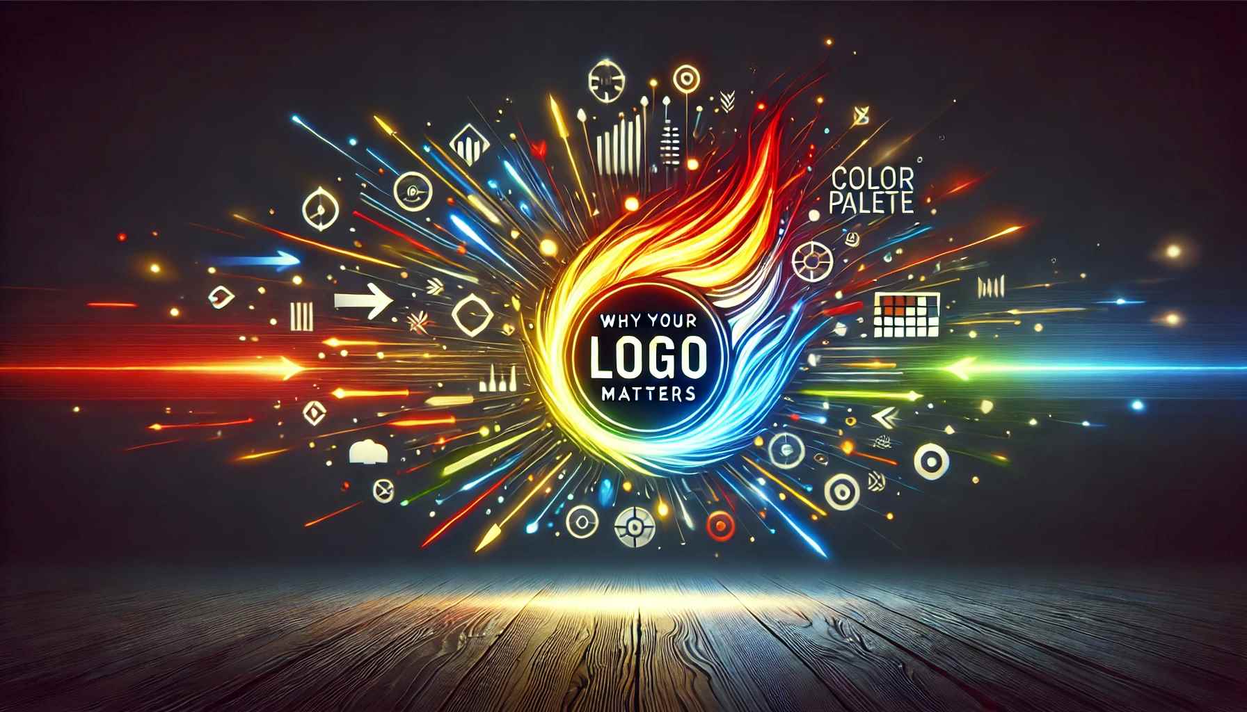 Importance of logos highlighted in a vibrant image illustrating 'Why Your Logo Matters,' focusing on key elements of memorable branding like design and color palette..