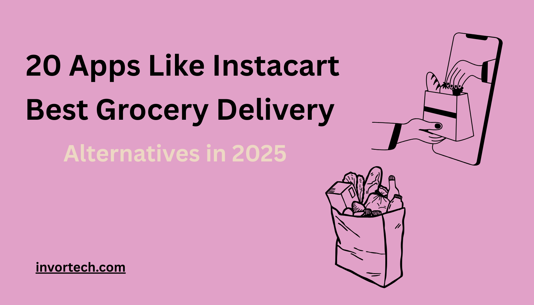 Mobile interface showing grocery delivery options from apps like Instacart in 2025